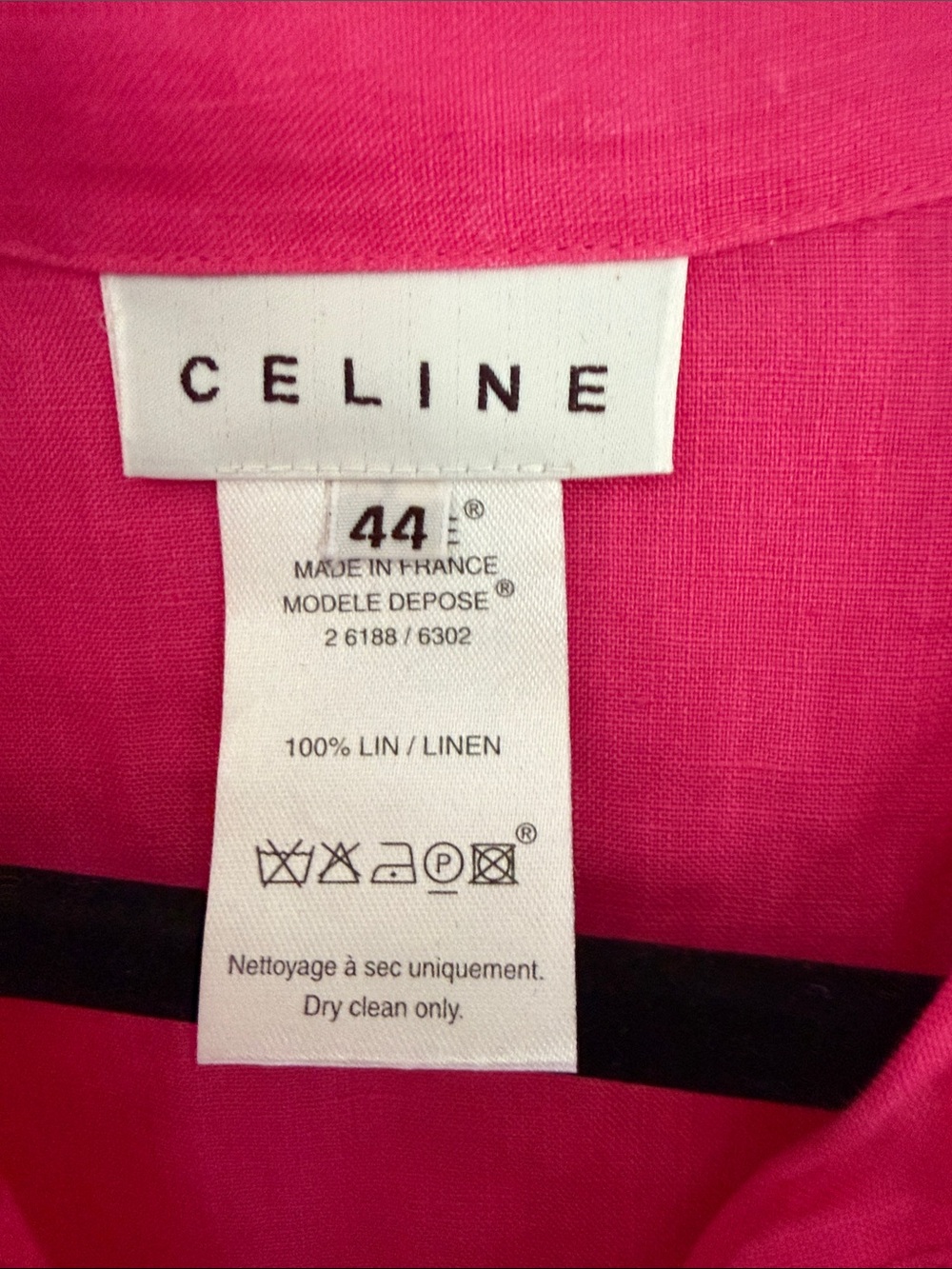 Celine Hot Pink Long-Sleeve Button-Front Shirt Dress - Picture 3 of 8
